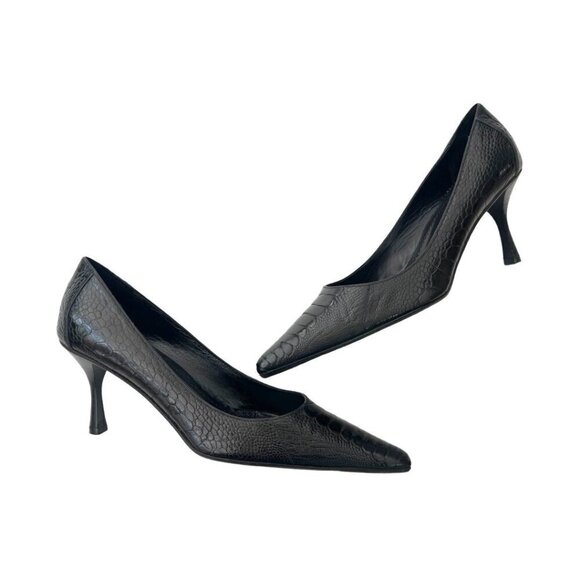 Gucci black pointed classic leather heels size 9B - Picture 2 of 7